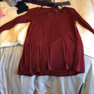 Hollister v-neck red long sleeve